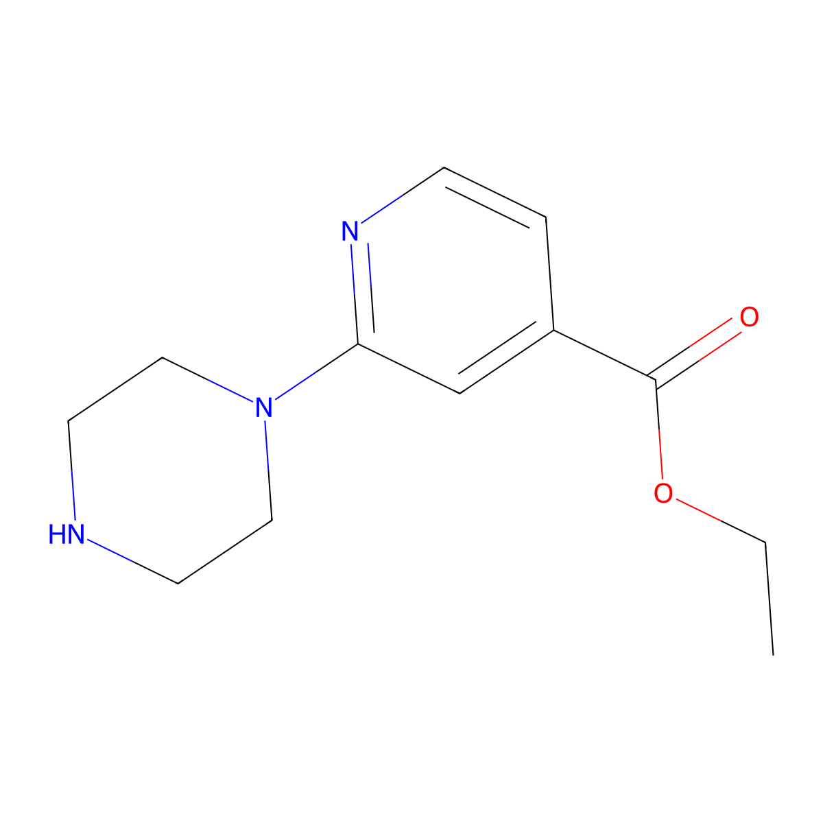 Ethyl 2-(piperazin-1-yl)pyridine-4-carboxylate molecular structure, CAS 2639451-59-3