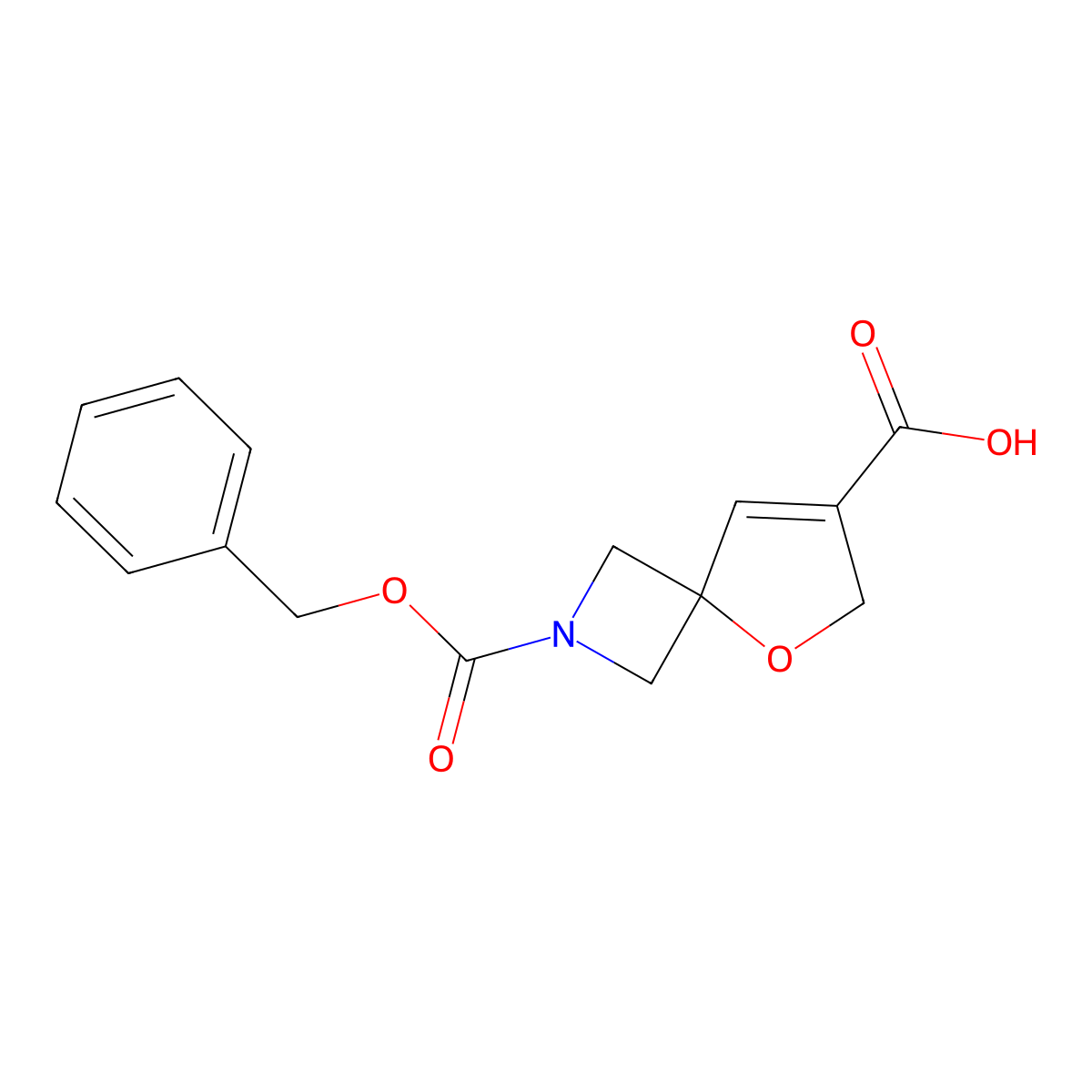 2-[(Benzyloxy)carbonyl]-5-oxa-2-azaspiro[3.4]oct-7-ene-7-carboxylic acid molecular structure, CAS 2639451-61-7