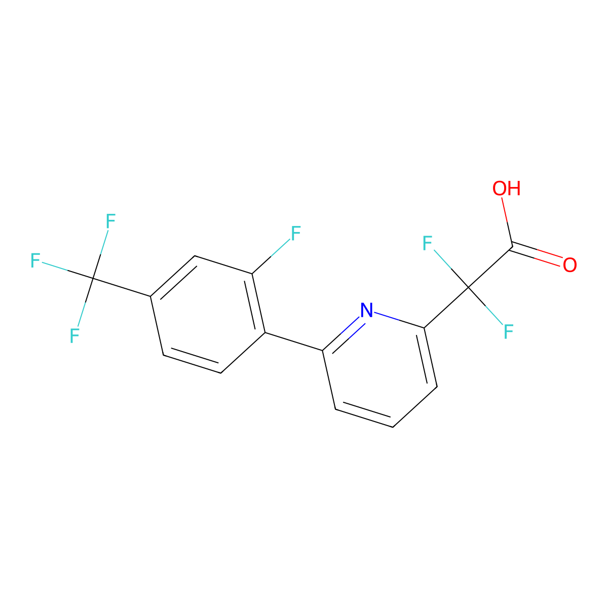 2,2-Difluoro-2-{6-[2-fluoro-4-(trifluoromethyl)phenyl]pyridin-2-yl}acetic acid molecular structure, CAS 2639451-63-9
