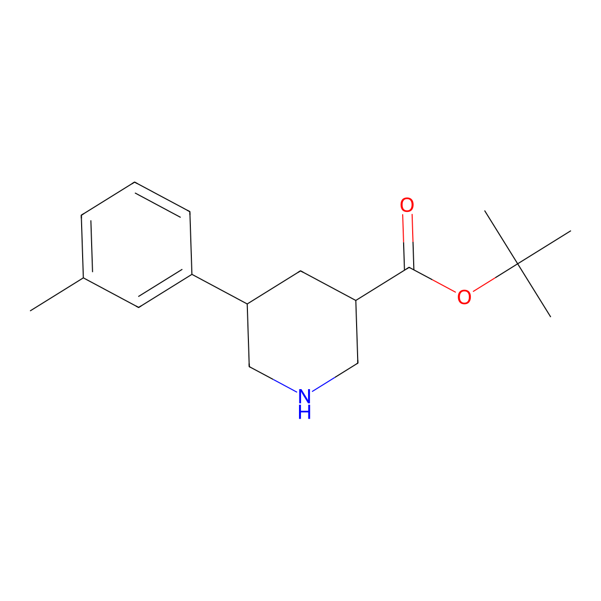 Tert-butyl 5-(3-methylphenyl)piperidine-3-carboxylate molecular structure, CAS 2639451-65-1