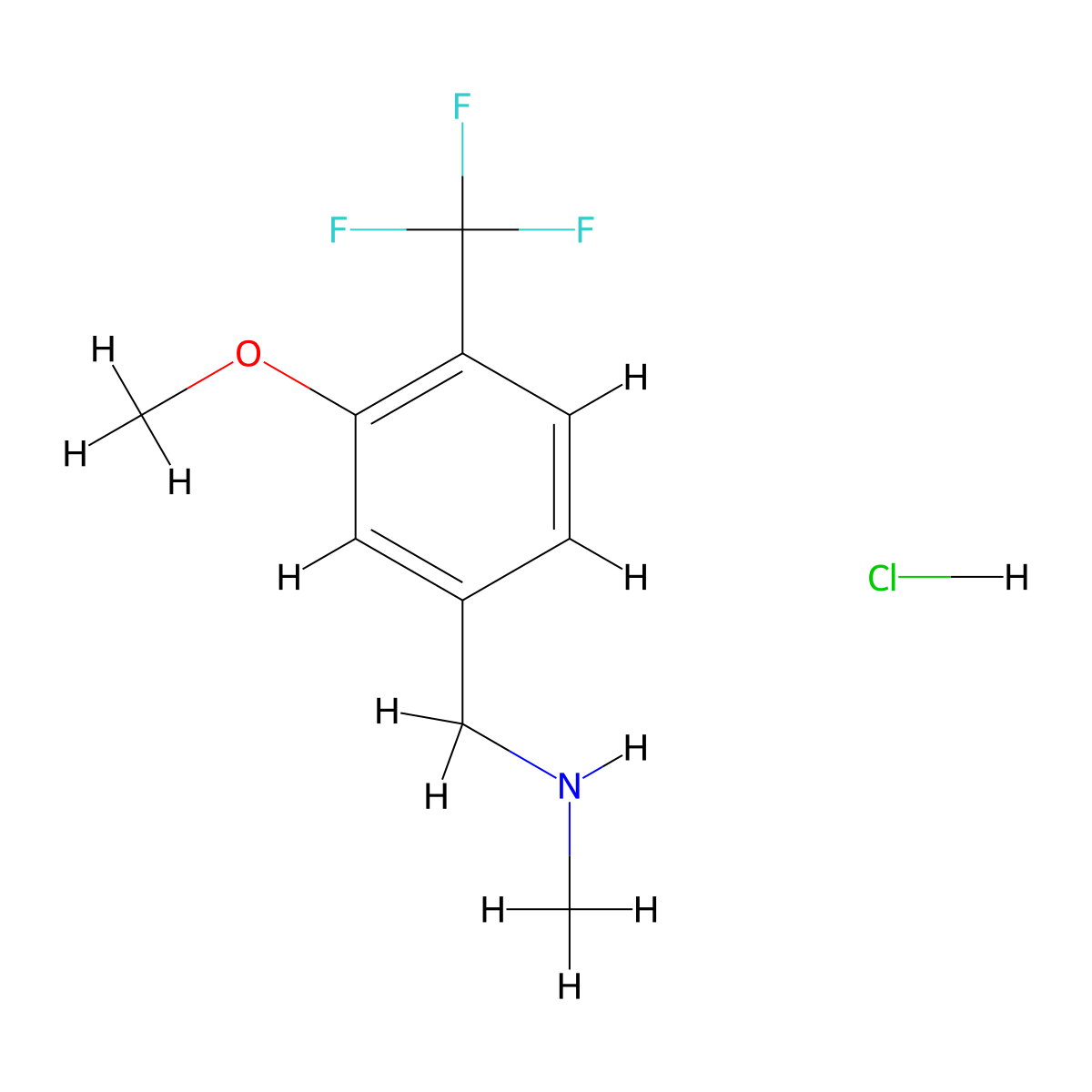 {[3-Methoxy-4-(trifluoromethyl)phenyl]methyl}(methyl)amine hydrochloride molecular structure, CAS 2639451-71-9