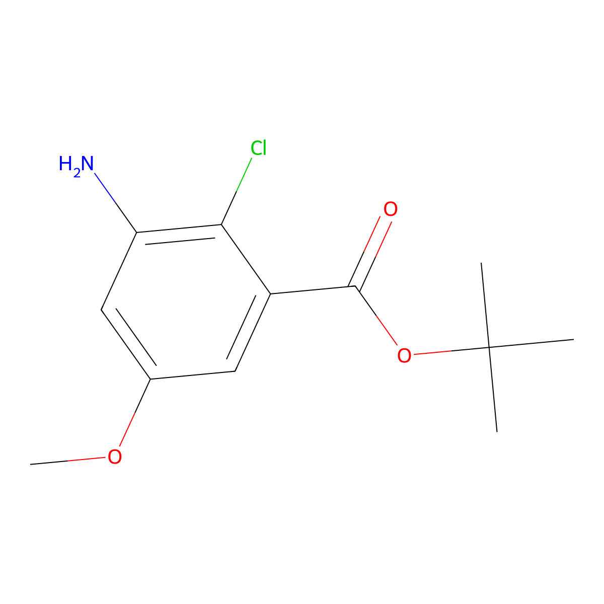 Tert-butyl 3-amino-2-chloro-5-methoxybenzoate molecular structure, CAS 2639451-72-0