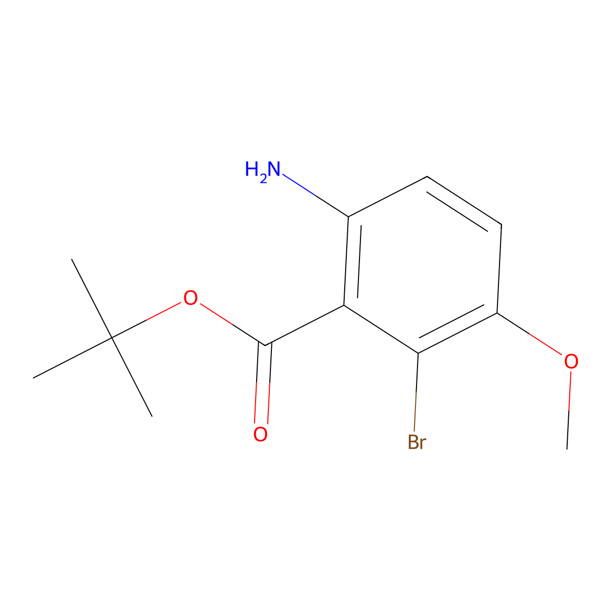 Tert-butyl 6-amino-2-bromo-3-methoxybenzoate molecular structure, CAS 2639451-83-3