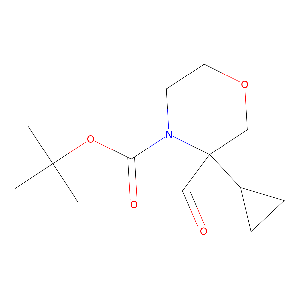 Tert-butyl 3-cyclopropyl-3-formylmorpholine-4-carboxylate molecular structure, CAS 2639451-87-7