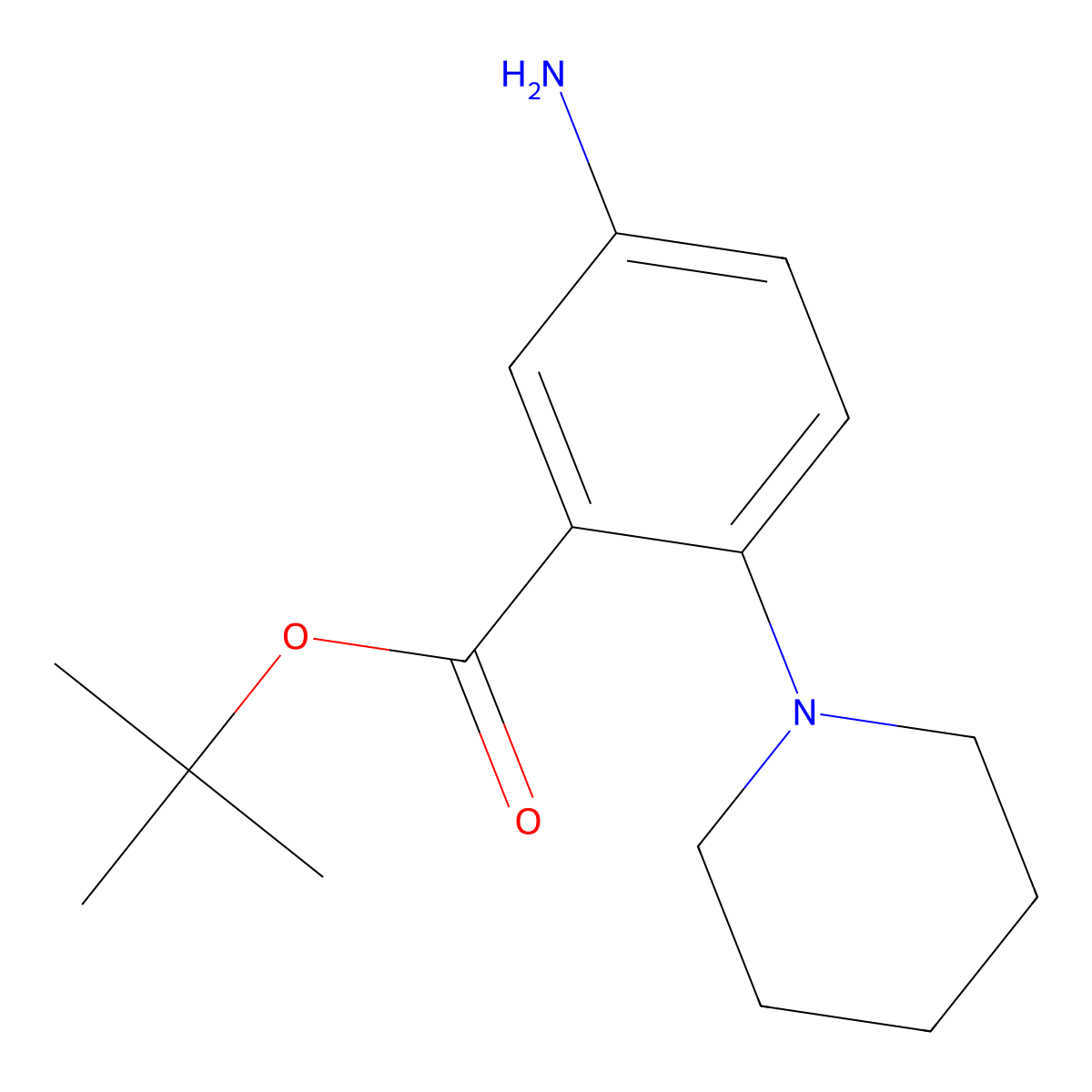 Tert-butyl 5-amino-2-(piperidin-1-yl)benzoate molecular structure, CAS 2639451-98-0