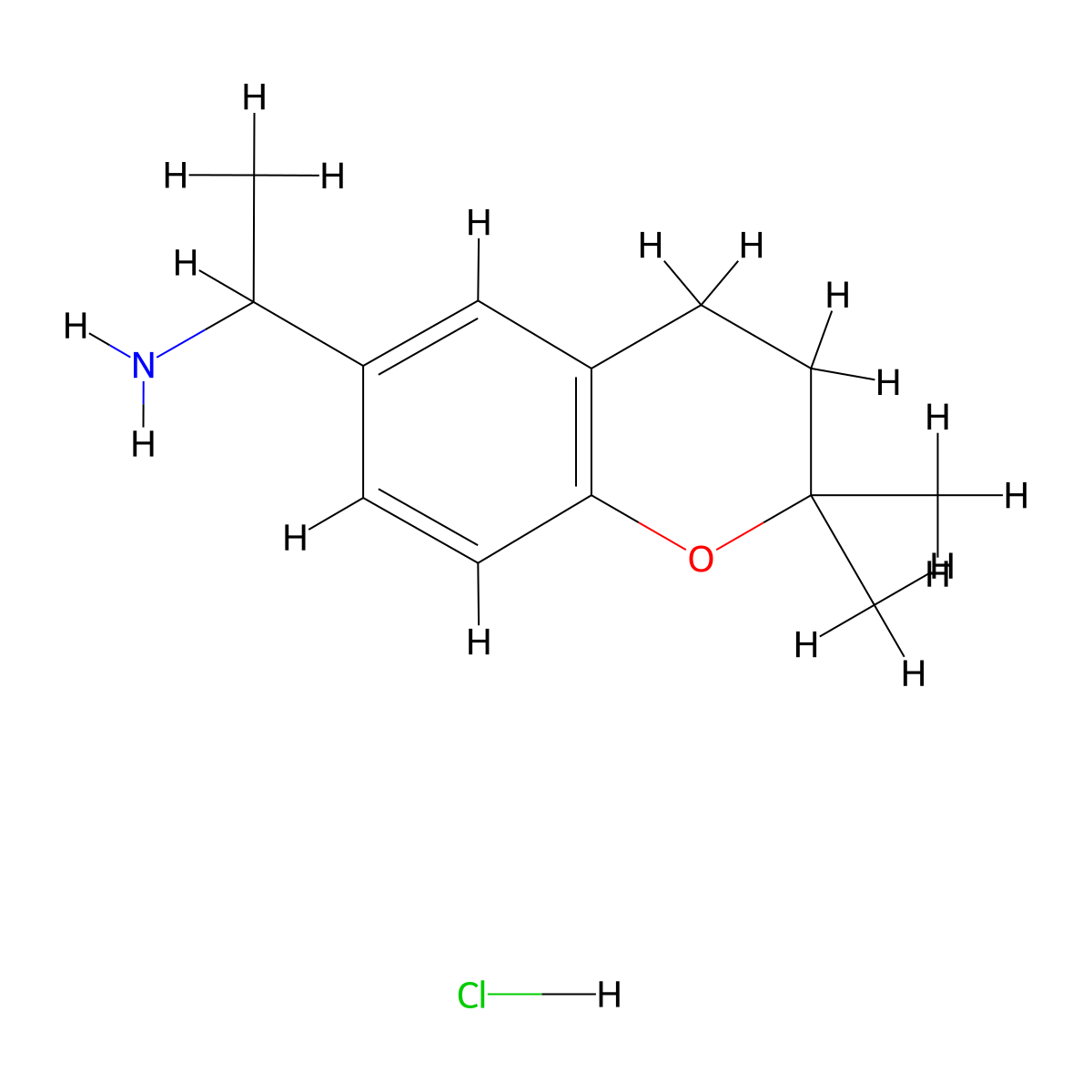1-(2,2-dimethyl-3,4-dihydro-2H-1-benzopyran-6-yl)ethan-1-amine hydrochloride molecular structure, CAS 2639451-99-1