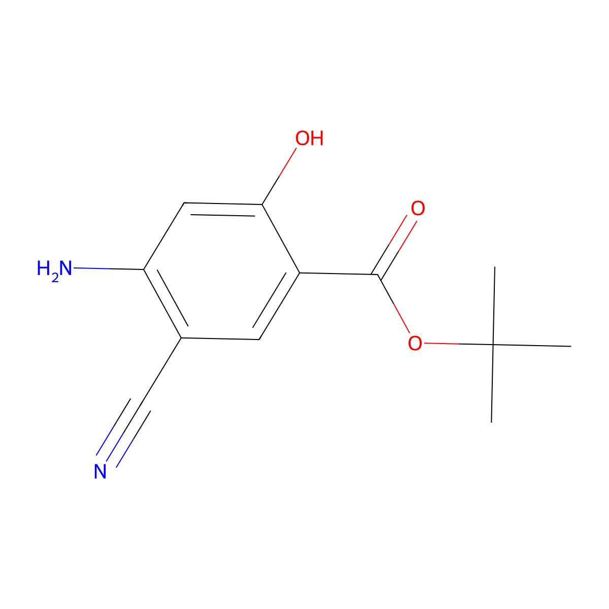 Tert-butyl 4-amino-5-cyano-2-hydroxybenzoate molecular structure, CAS 2639452-04-1