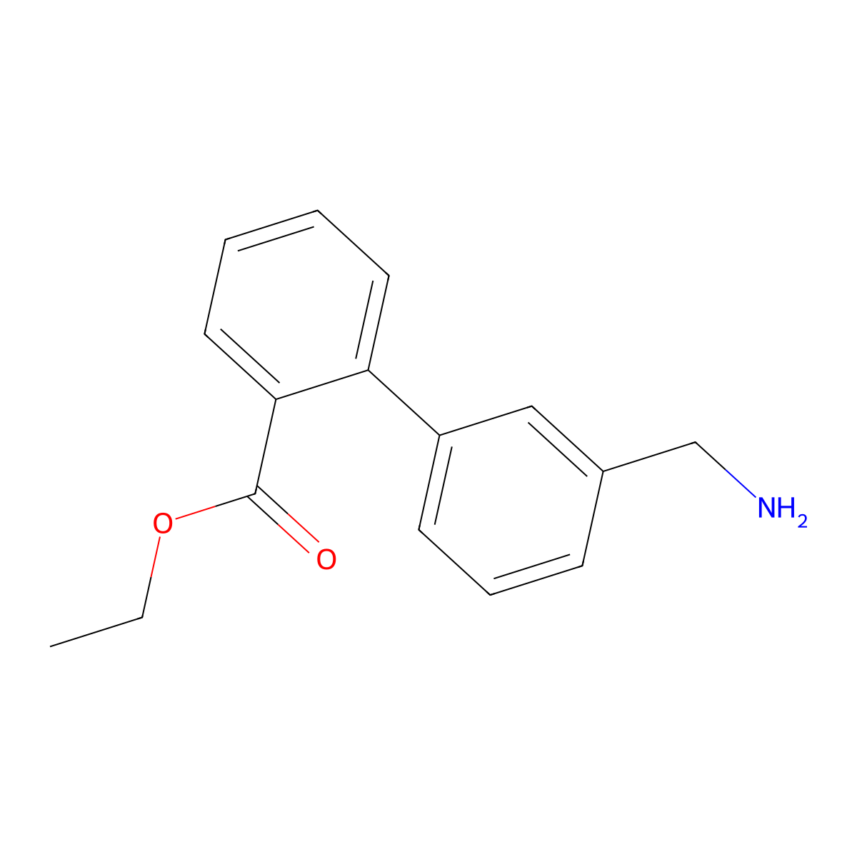 Ethyl 3'-(aminomethyl)-[1,1'-biphenyl]-2-carboxylate molecular structure, CAS 2639452-08-5
