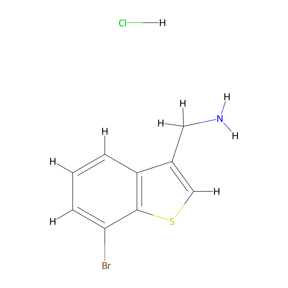 1-(7-Bromo-1-benzothiophen-3-yl)methanamine hydrochloride molecular structure, CAS 2639452-17-6