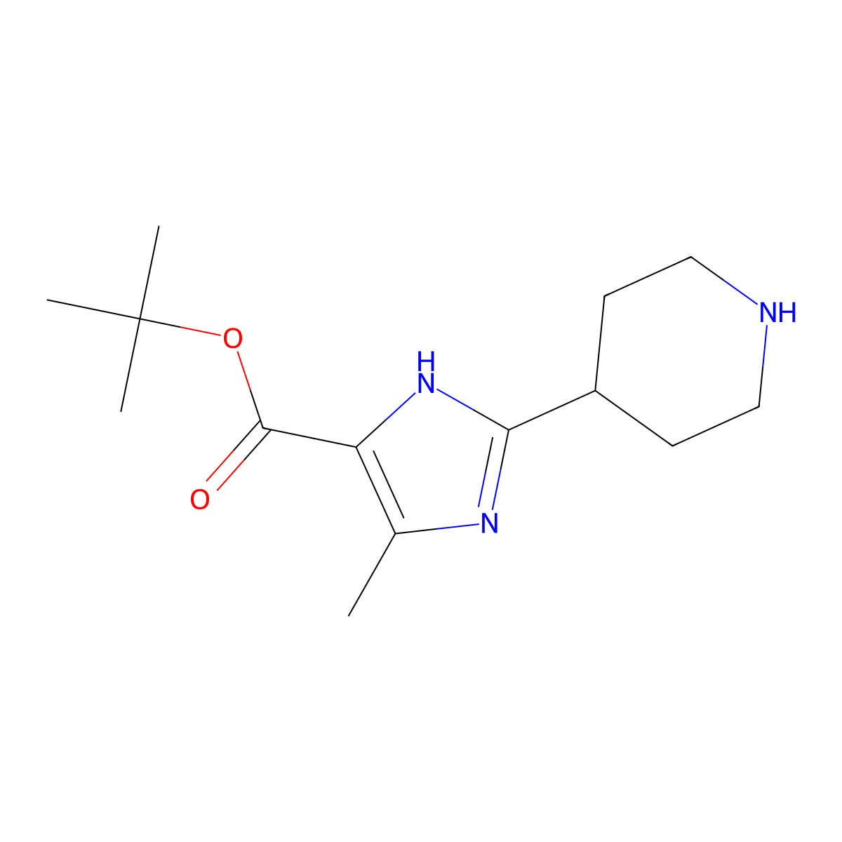 tert-butyl 4-methyl-2-(piperidin-4-yl)-1H-imidazole-5-carboxylate molecular structure, CAS 2639452-19-8