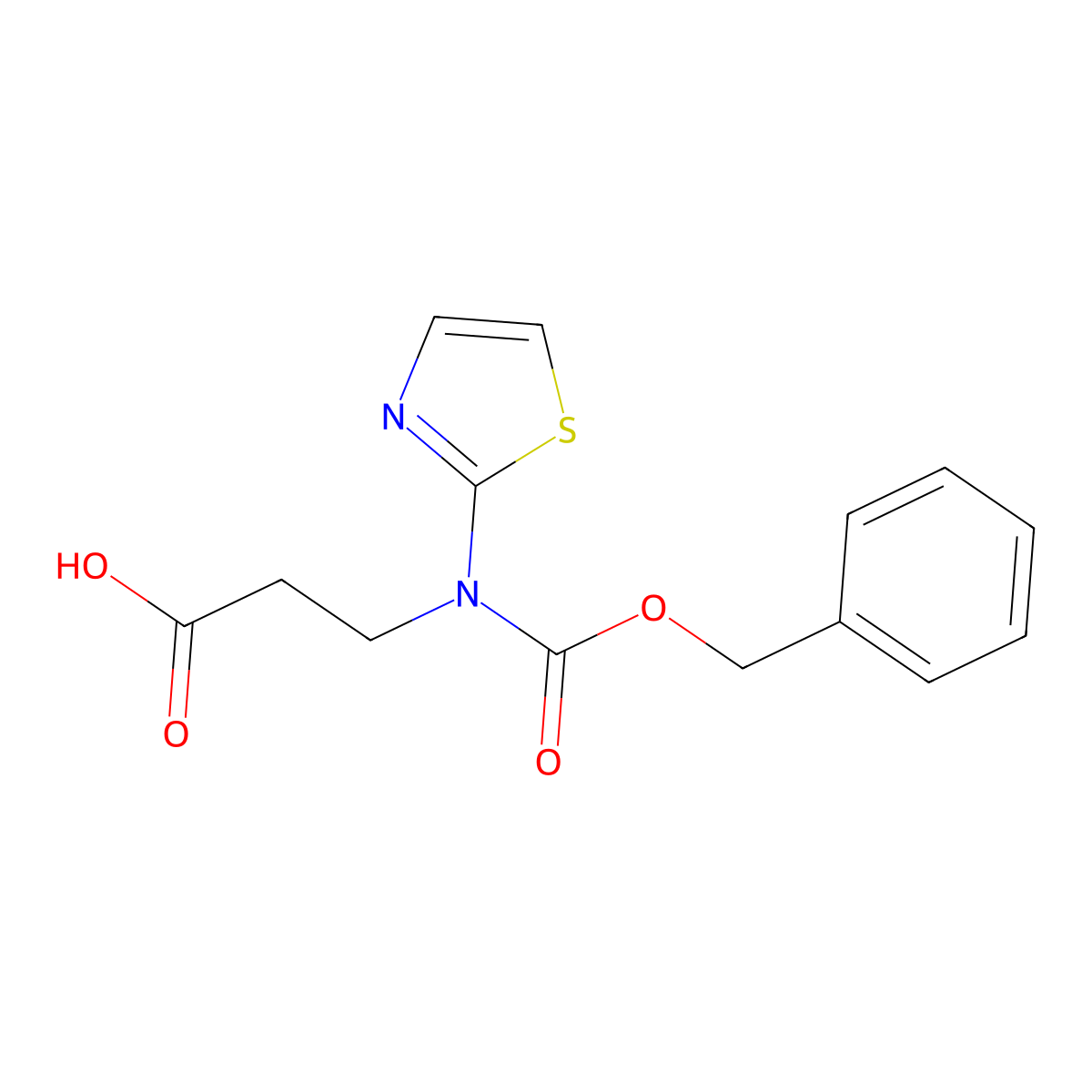 3-{[(Benzyloxy)carbonyl](1,3-thiazol-2-yl)amino}propanoic acid molecular structure, CAS 2639452-22-3