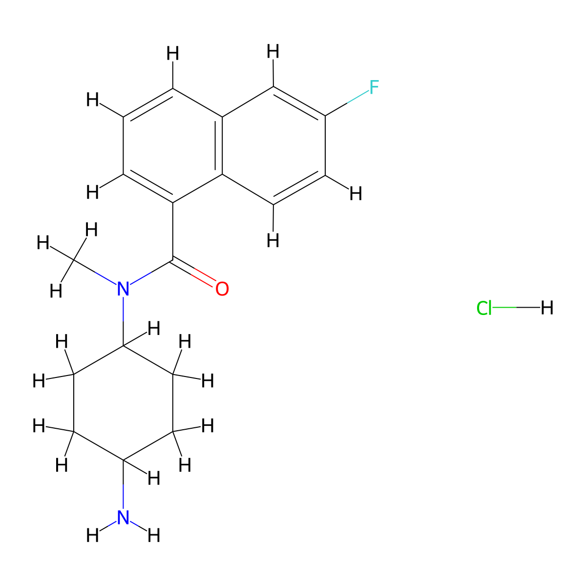 N-(4-aminocyclohexyl)-6-fluoro-N-methylnaphthalene-1-carboxamide hydrochloride molecular structure, CAS 2639452-27-8