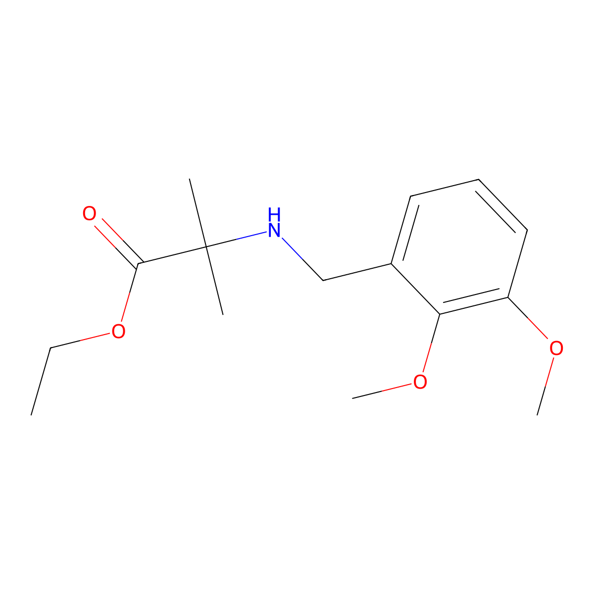 Ethyl 2-{[(2,3-dimethoxyphenyl)methyl]amino}-2-methylpropanoate molecular structure, CAS 2639452-34-7