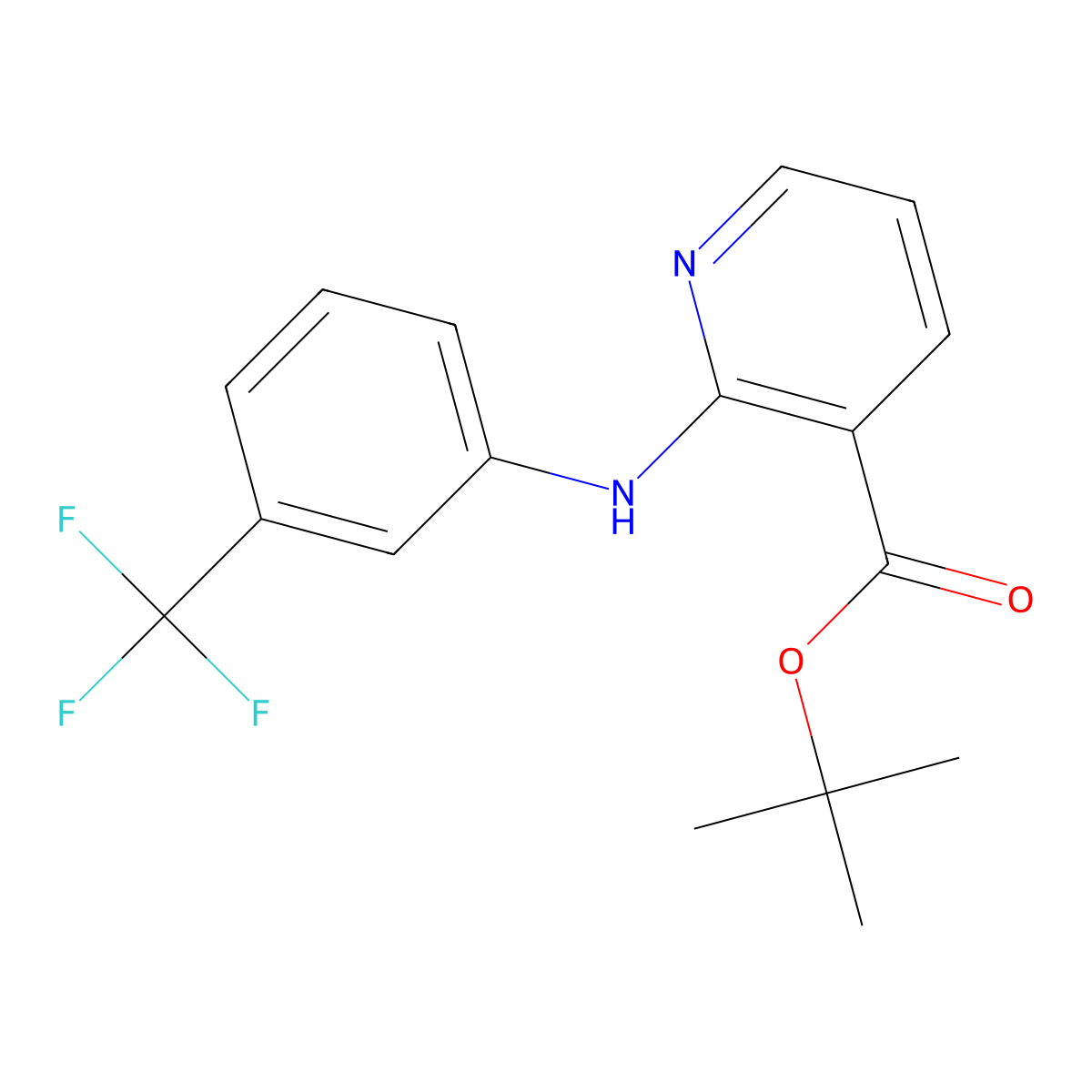 Tert-butyl 2-{[3-(trifluoromethyl)phenyl]amino}pyridine-3-carboxylate molecular structure, CAS 2639452-38-1