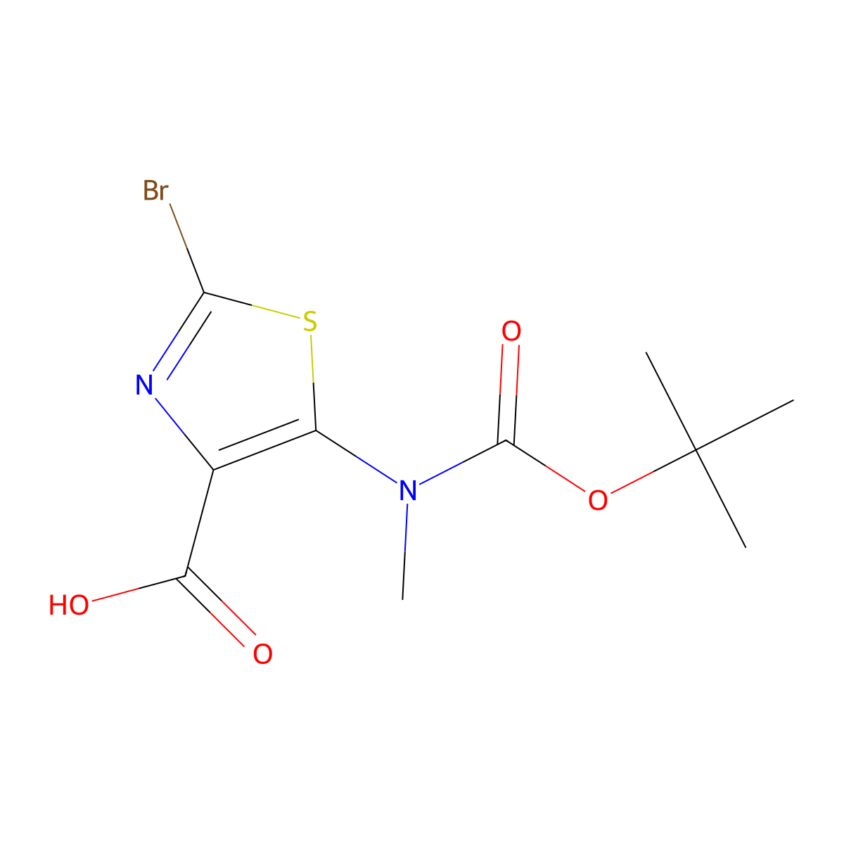 2-Bromo-5-{[(tert-butoxy)carbonyl](methyl)amino}-1,3-thiazole-4-carboxylicacid molecular structure, CAS 2639452-41-6