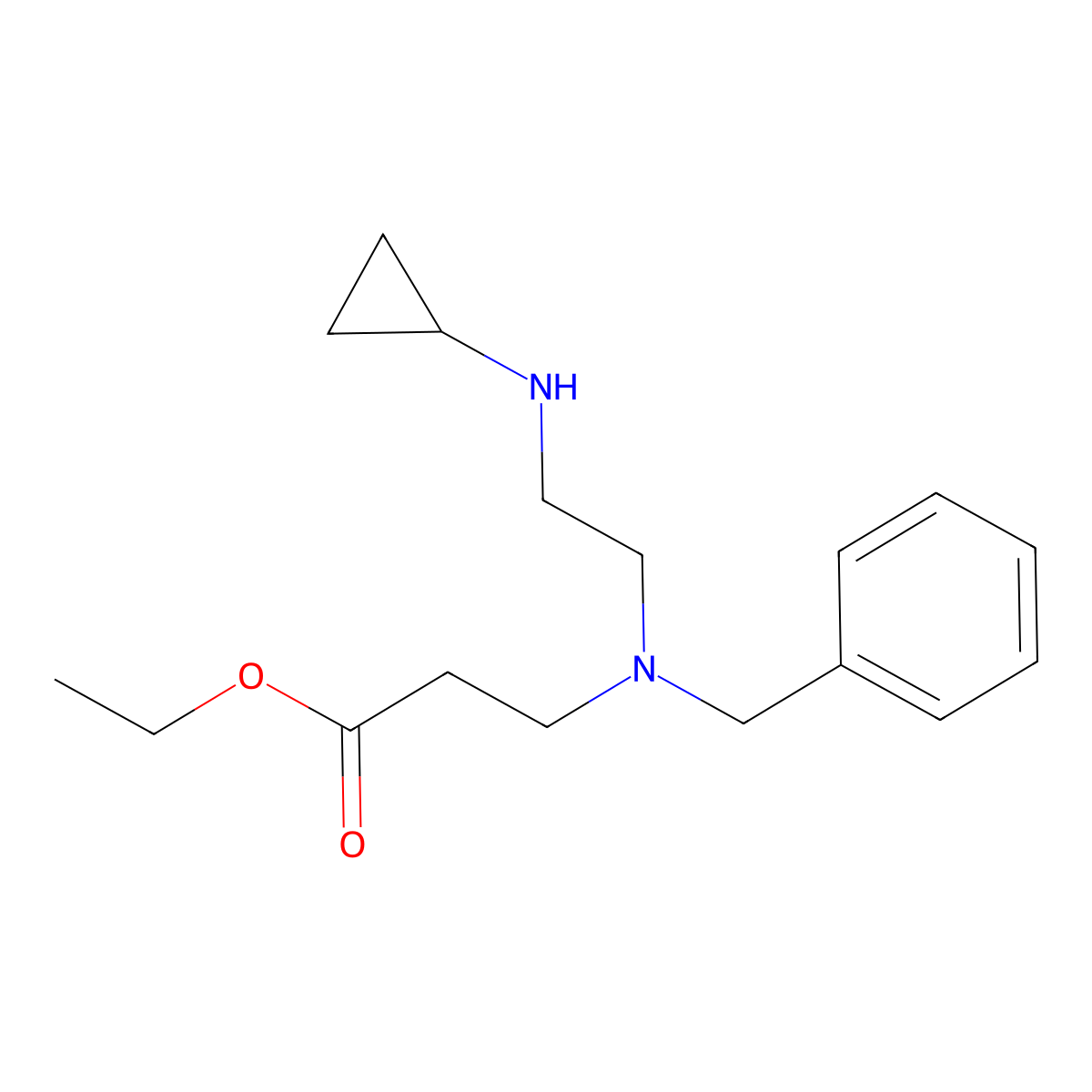 Ethyl 3-{benzyl[2-(cyclopropylamino)ethyl]amino}propanoate molecular structure, CAS 2639452-42-7