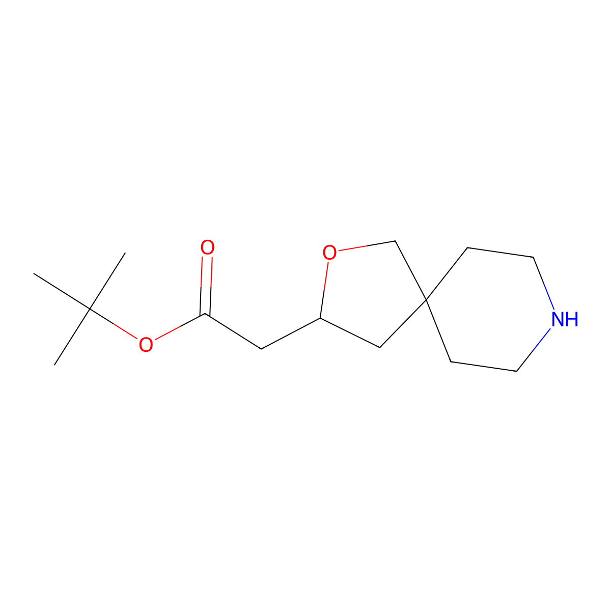 Tert-butyl 2-{2-oxa-8-azaspiro[4.5]decan-3-yl}acetate molecular structure, CAS 2639452-46-1