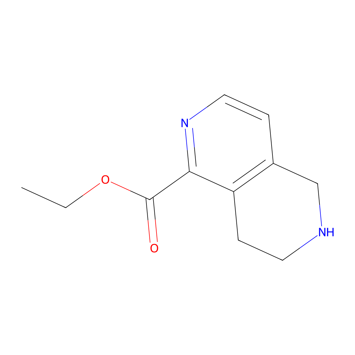 Ethyl 5,6,7,8-tetrahydro-2,6-naphthyridine-1-carboxylate molecular structure, CAS 2639452-51-8