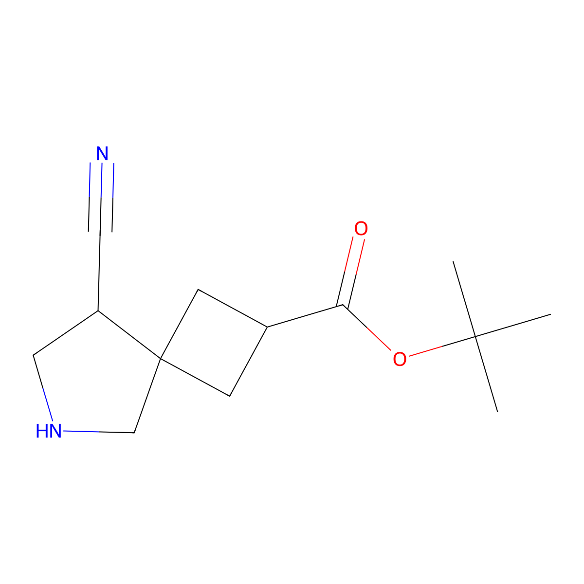 Tert-butyl 8-cyano-6-azaspiro[3.4]octane-2-carboxylate molecular structure, CAS 2639452-54-1