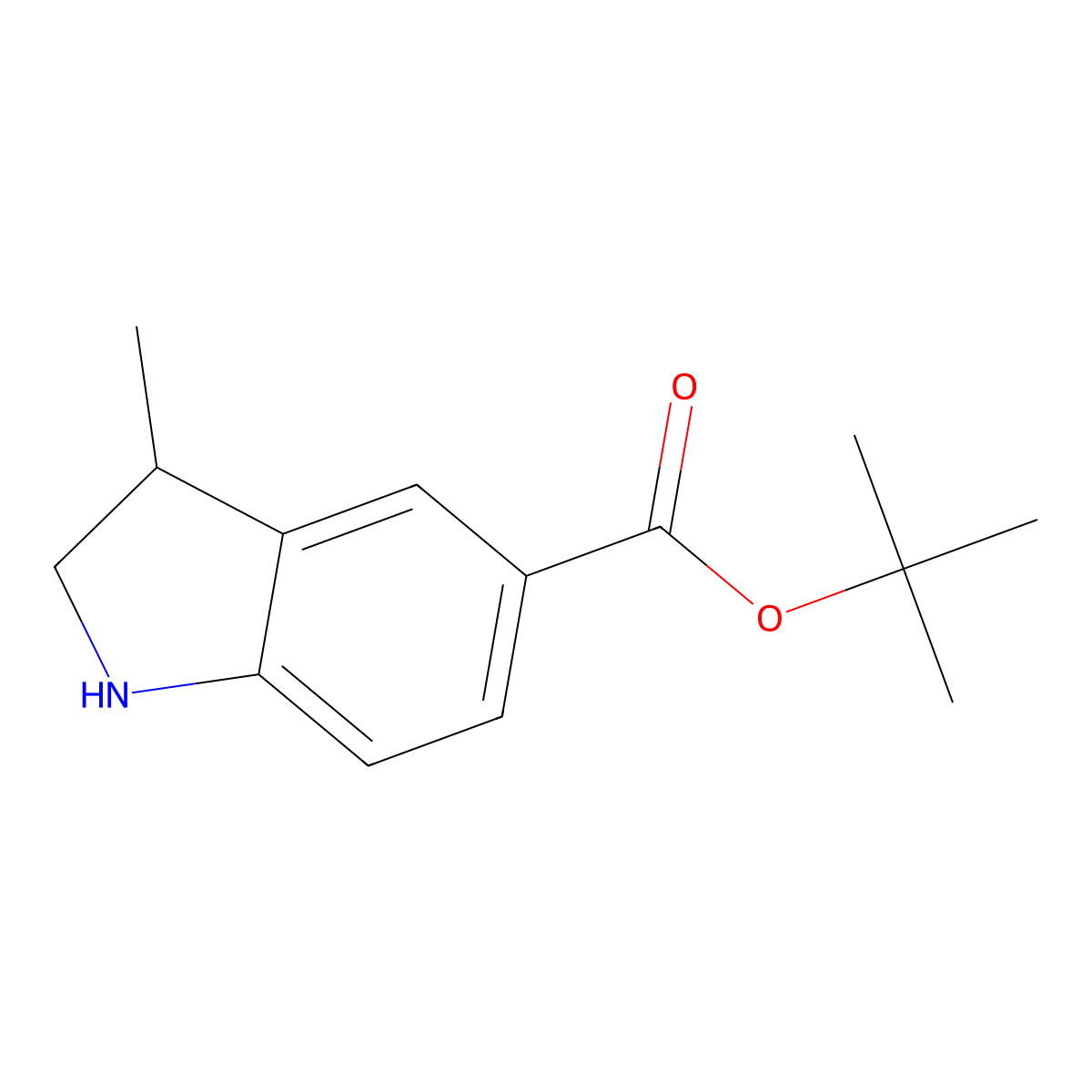tert-butyl 3-methyl-2,3-dihydro-1H-indole-5-carboxylate molecular structure, CAS 2639452-58-5