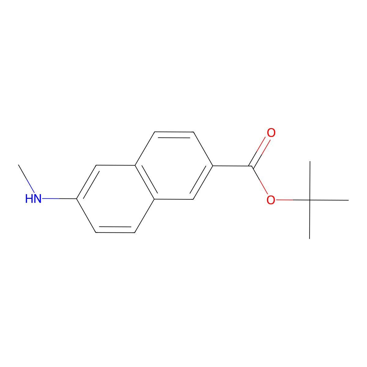 Tert-butyl 6-(methylamino)naphthalene-2-carboxylate molecular structure, CAS 2639452-68-7