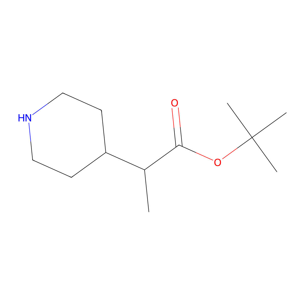 Tert-butyl 2-(piperidin-4-yl)propanoate molecular structure, CAS 2639452-73-4