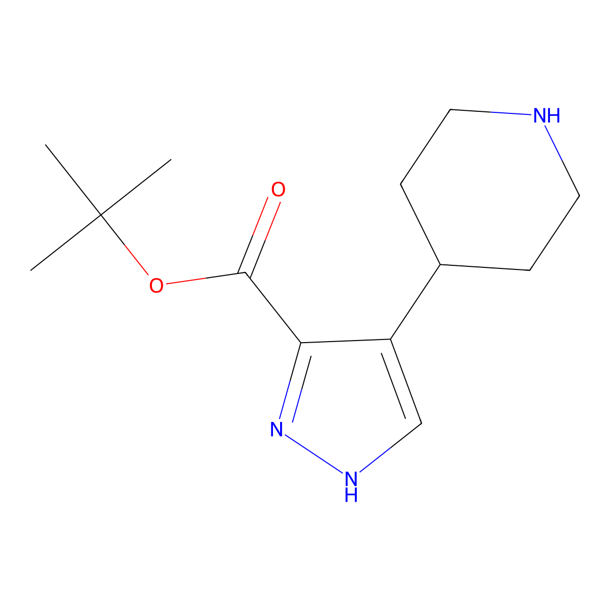 tert-butyl 4-(piperidin-4-yl)-1H-pyrazole-3-carboxylate molecular structure, CAS 2639452-76-7