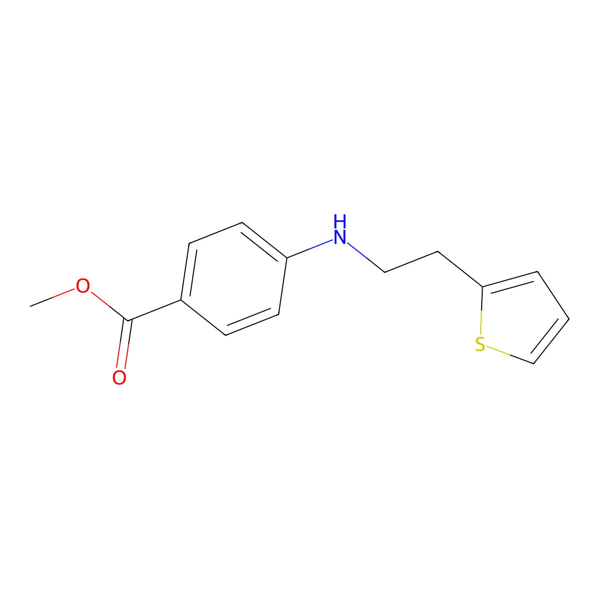 Methyl 4-{[2-(thiophen-2-yl)ethyl]amino}benzoate molecular structure, CAS 2639452-85-8