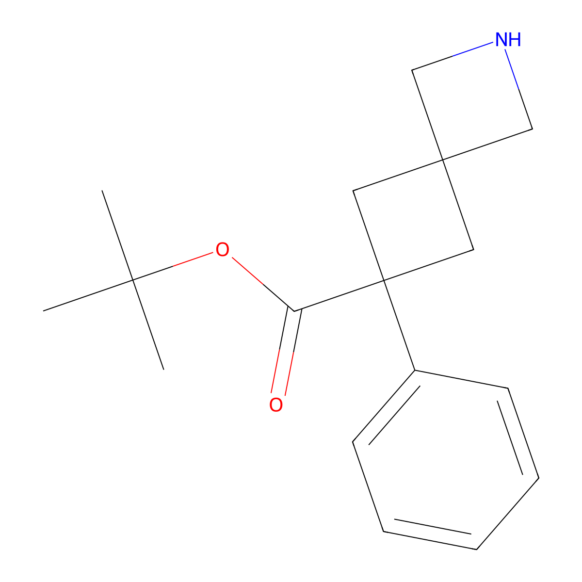 Tert-butyl 6-phenyl-2-azaspiro[3.3]heptane-6-carboxylate molecular structure, CAS 2639452-86-9