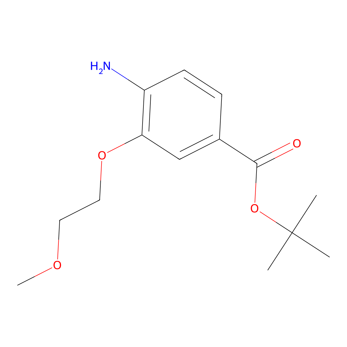 Tert-butyl 4-amino-3-(2-methoxyethoxy)benzoate molecular structure, CAS 2639452-95-0