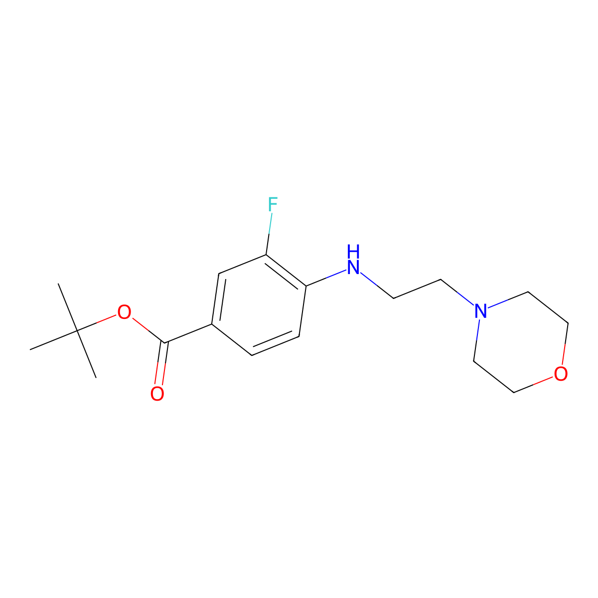 Tert-butyl 3-fluoro-4-{[2-(morpholin-4-yl)ethyl]amino}benzoate molecular structure, CAS 2639452-97-2