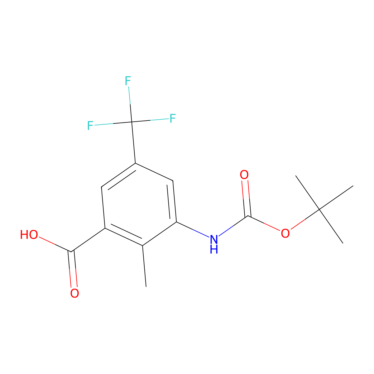 3-{[(Tert-butoxy)carbonyl]amino}-2-methyl-5-(trifluoromethyl)benzoic acid molecular structure, CAS 2639453-03-3
