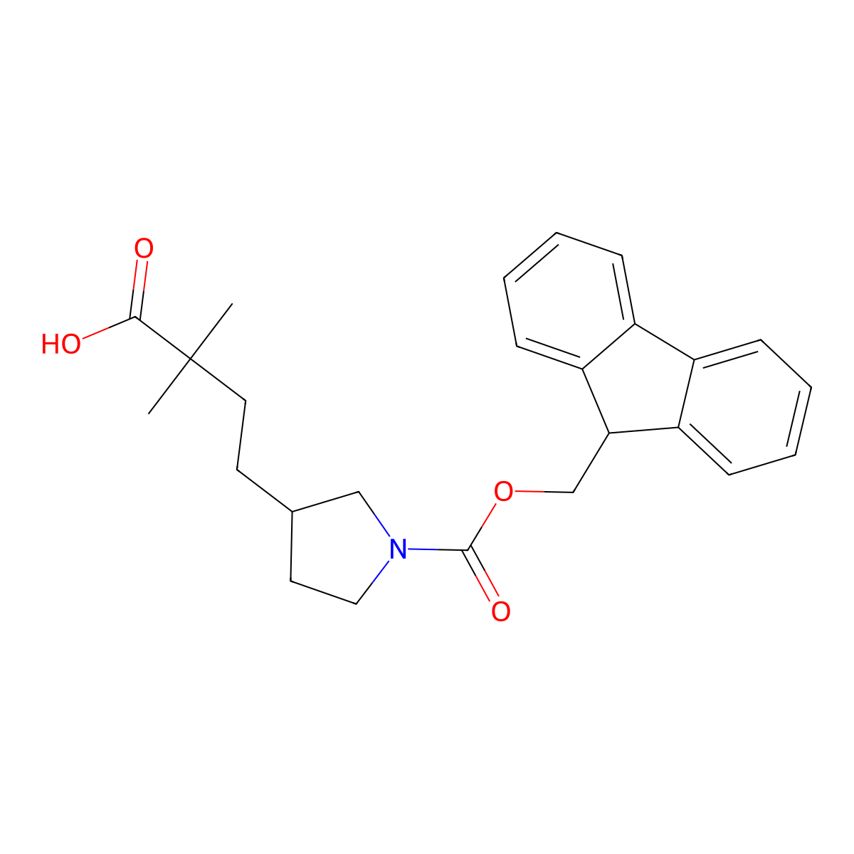 4-(1-{[(9H-fluoren-9-yl)methoxy]carbonyl}pyrrolidin-3-yl)-2,2-dimethylbutanoic acid molecular structure, CAS 2639453-09-9