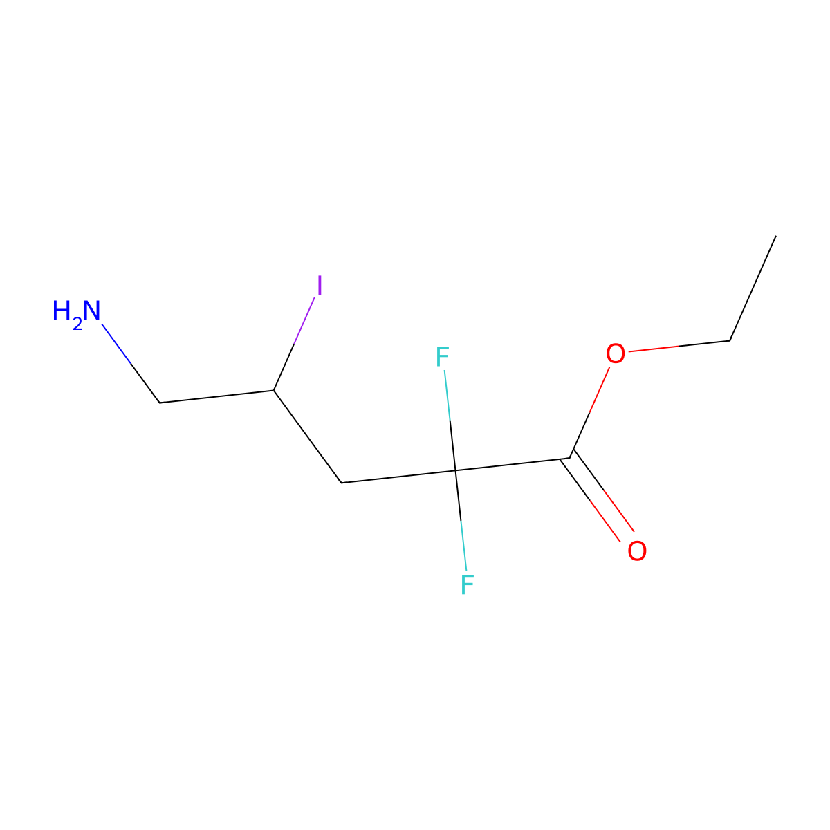 Ethyl 5-amino-2,2-difluoro-4-iodopentanoate molecular structure, CAS 2639453-10-2