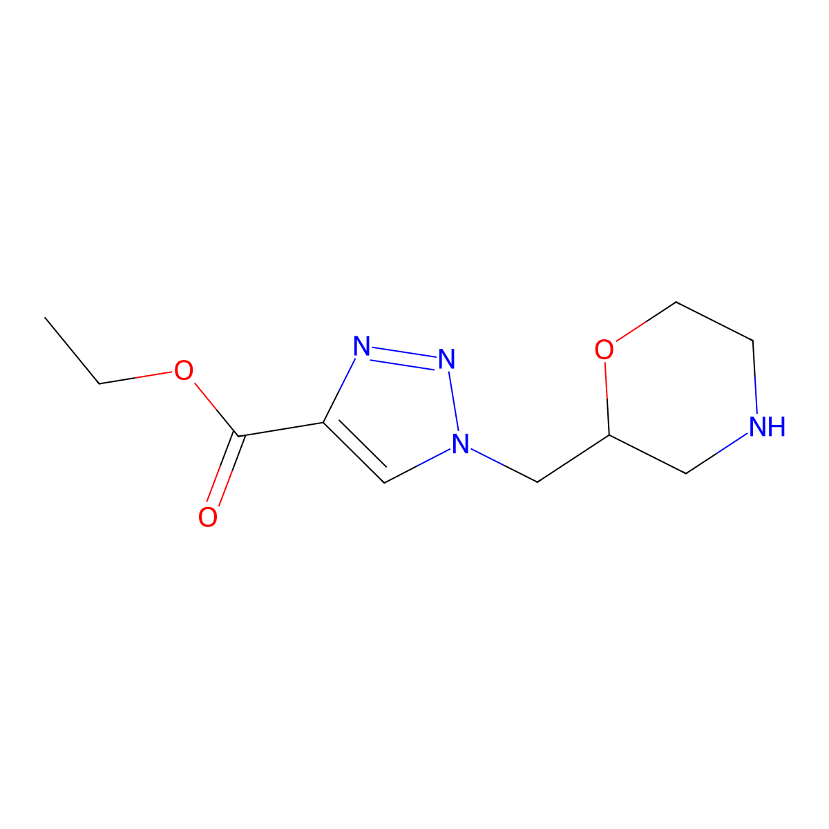 ethyl 1-[(morpholin-2-yl)methyl]-1H-1,2,3-triazole-4-carboxylate molecular structure, CAS 2639453-15-7