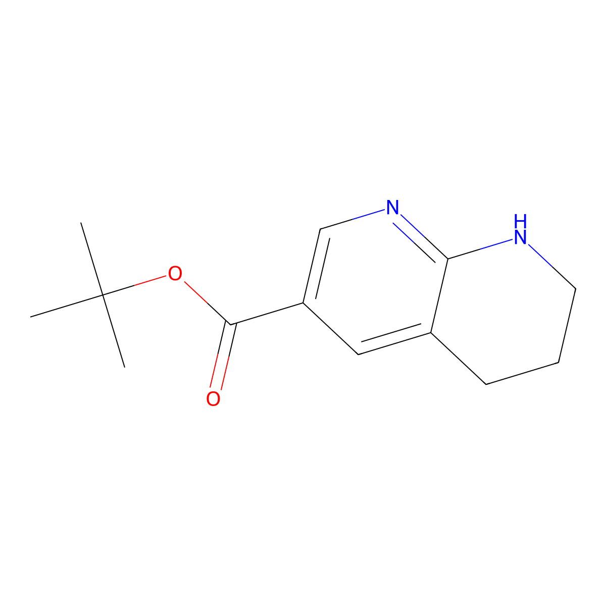 Tert-butyl 5,6,7,8-tetrahydro-1,8-naphthyridine-3-carboxylate molecular structure, CAS 2639453-16-8