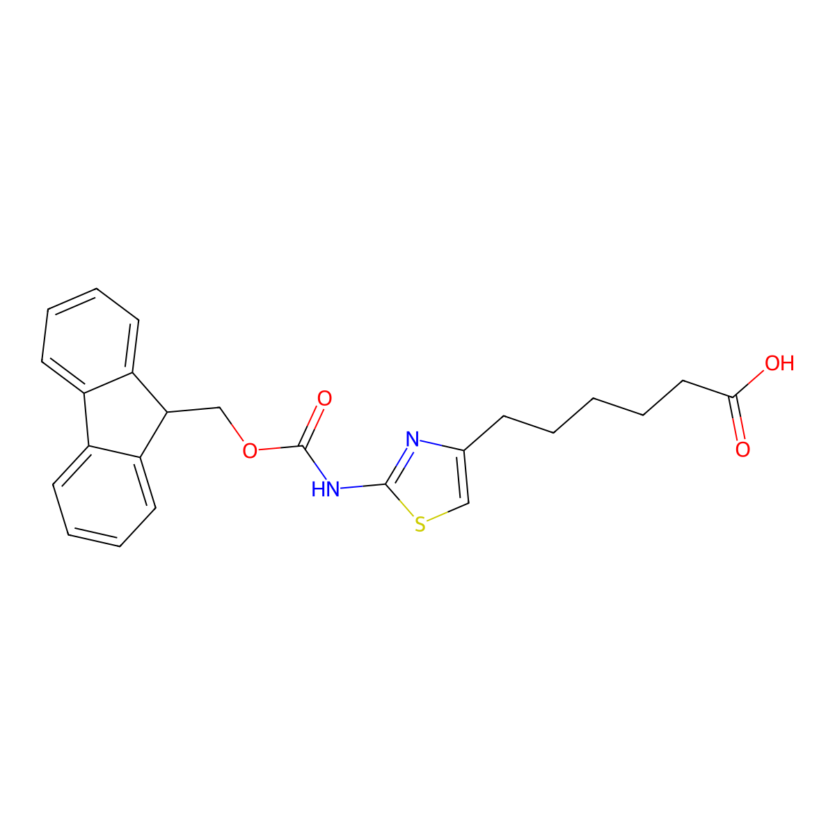 6-[2-({[(9H-fluoren-9-yl)methoxy]carbonyl}amino)-1,3-thiazol-4-yl]hexanoic acid molecular structure, CAS 2639453-23-7