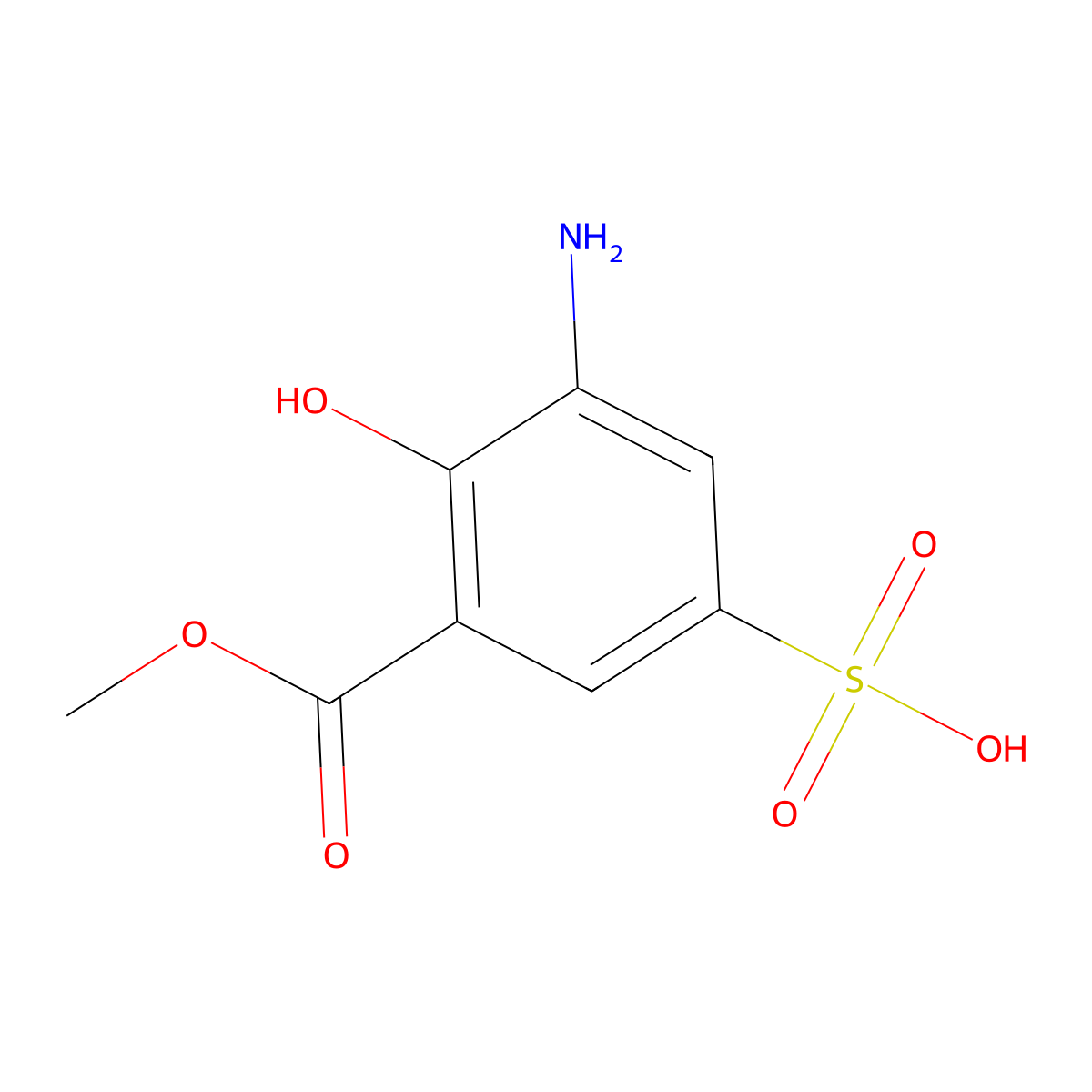 3-Amino-4-hydroxy-5-(methoxycarbonyl)benzene-1-sulfonic acid molecular structure, CAS 2639453-26-0