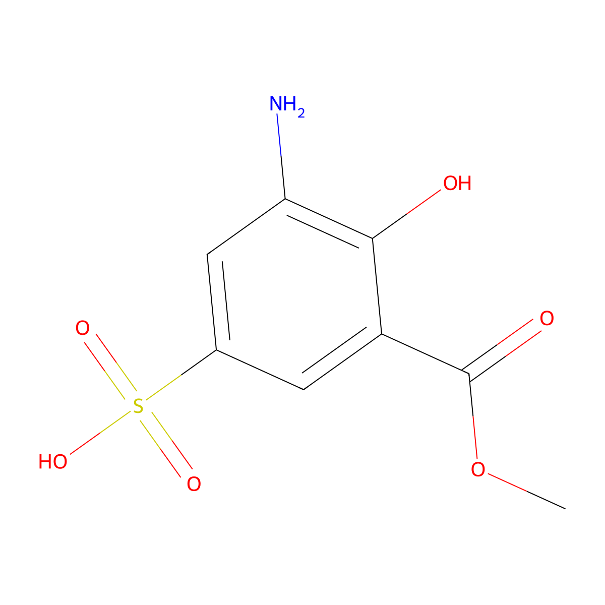 3-Amino-4-hydroxy-5-(methoxycarbonyl)benzene-1-sulfonic acid molecular structure, CAS 2639453-26-0