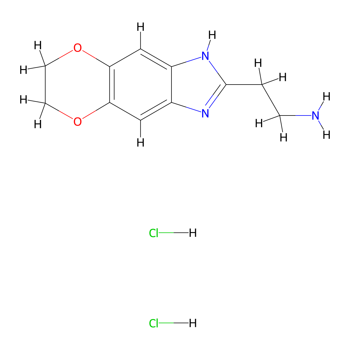 2-(10,13-Dioxa-4,6-diazatricyclo(7.4.0.0,3,7)trideca-1(9),2,4,7-tetraen-5-yl)ethan-1-amine dihydrochloride molecular structure, CAS 2639453-45-3