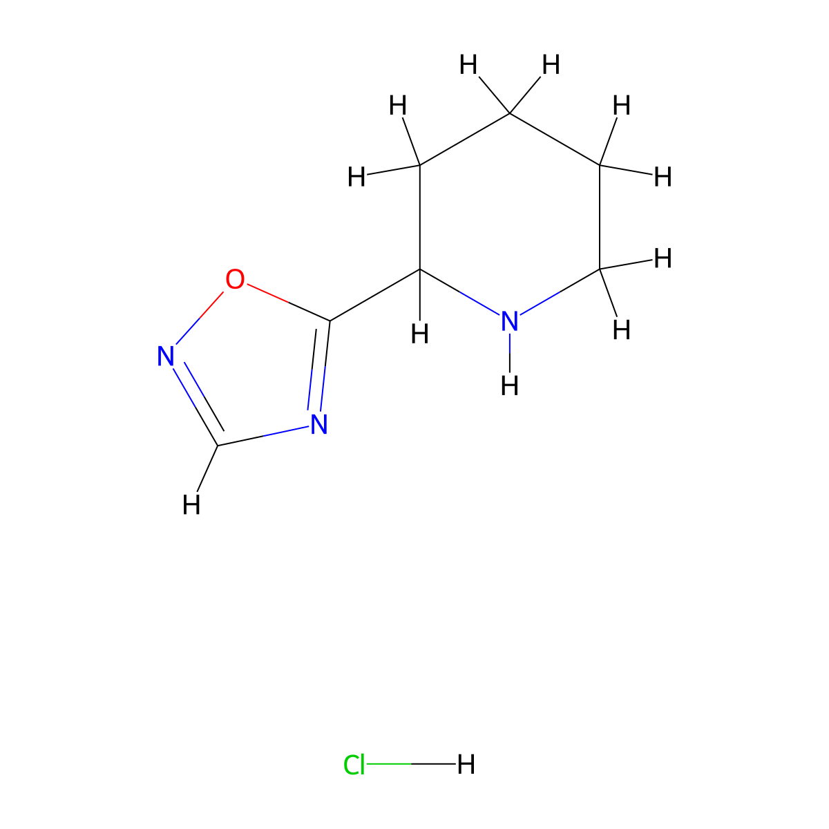 2-(1,2,4-Oxadiazol-5-yl)piperidine hydrochloride molecular structure, CAS 2639453-48-6