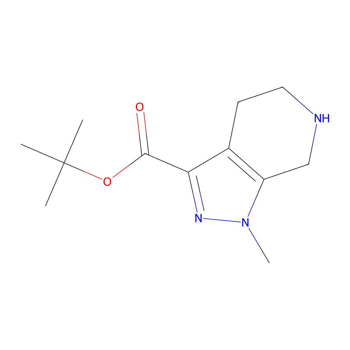 tert-butyl 1-methyl-1H,4H,5H,6H,7H-pyrazolo[3,4-c]pyridine-3-carboxylate molecular structure, CAS 2639453-56-6