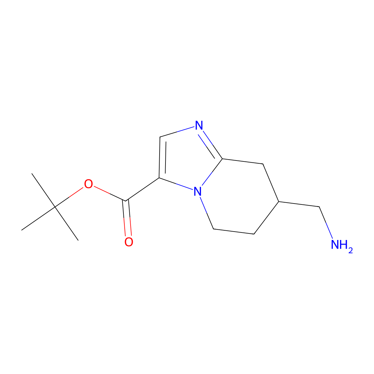 tert-butyl 7-(aminomethyl)-5H,6H,7H,8H-imidazo[1,2-a]pyridine-3-carboxylate molecular structure, CAS 2639453-57-7
