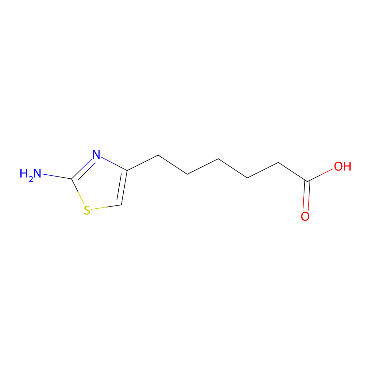 6-(2-Amino-1,3-thiazol-4-yl)hexanoic acid molecular structure, CAS 2639453-62-4
