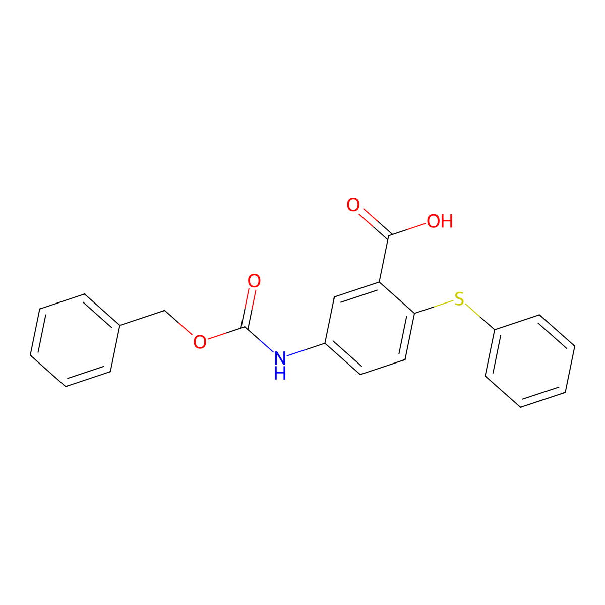 5-{[(Benzyloxy)carbonyl]amino}-2-(phenylsulfanyl)benzoic acid molecular structure, CAS 2639453-66-8
