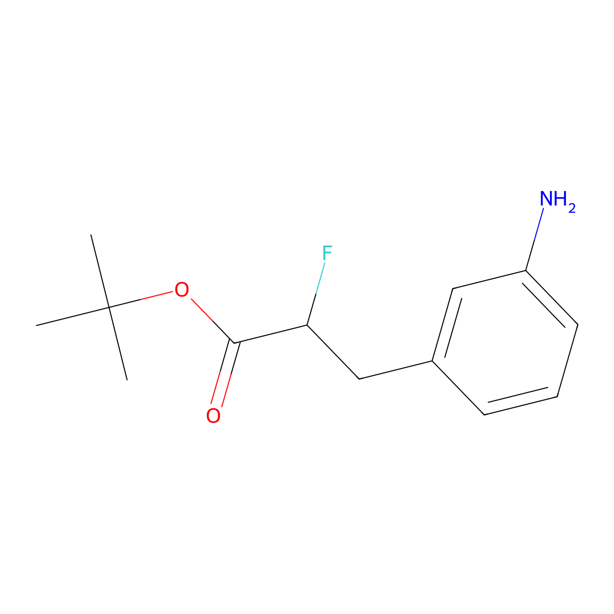 Tert-butyl 3-(3-aminophenyl)-2-fluoropropanoate molecular structure, CAS 2639453-70-4