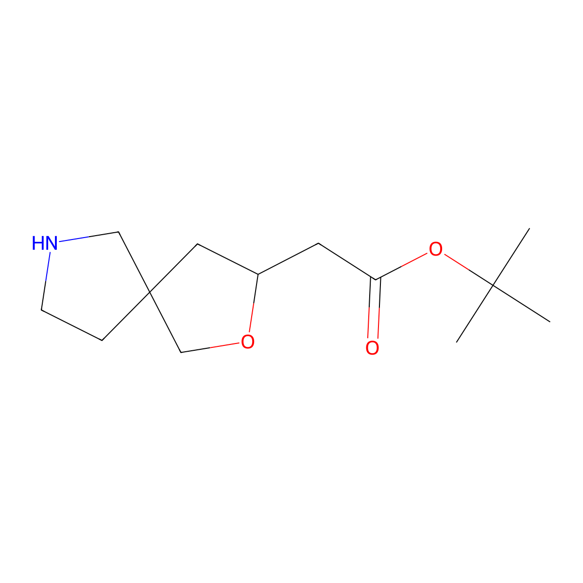 Tert-butyl 2-{2-oxa-7-azaspiro[4.4]nonan-3-yl}acetate molecular structure, CAS 2639453-73-7