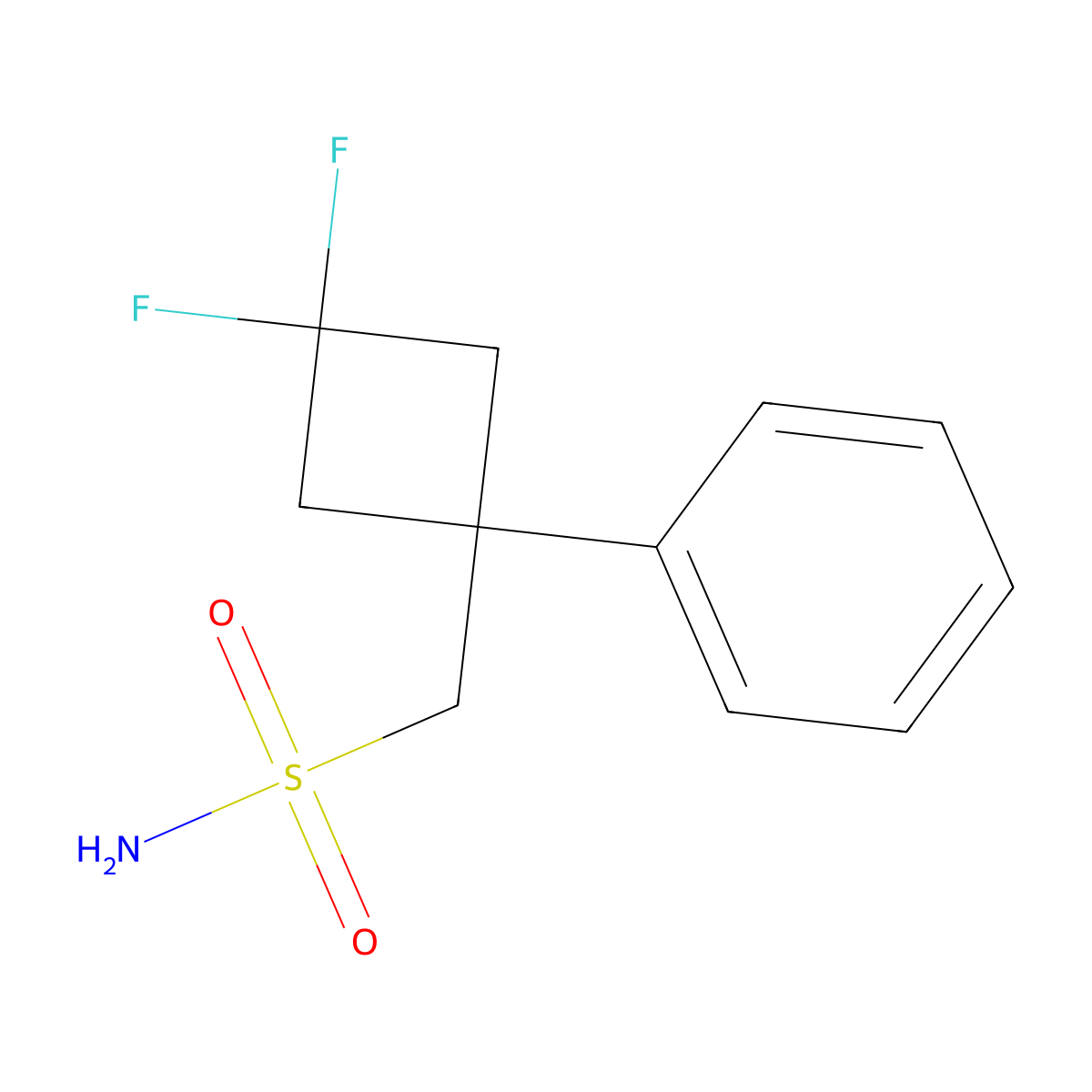 (3,3-Difluoro-1-phenylcyclobutyl)methanesulfonamide molecular structure, CAS 2639453-74-8