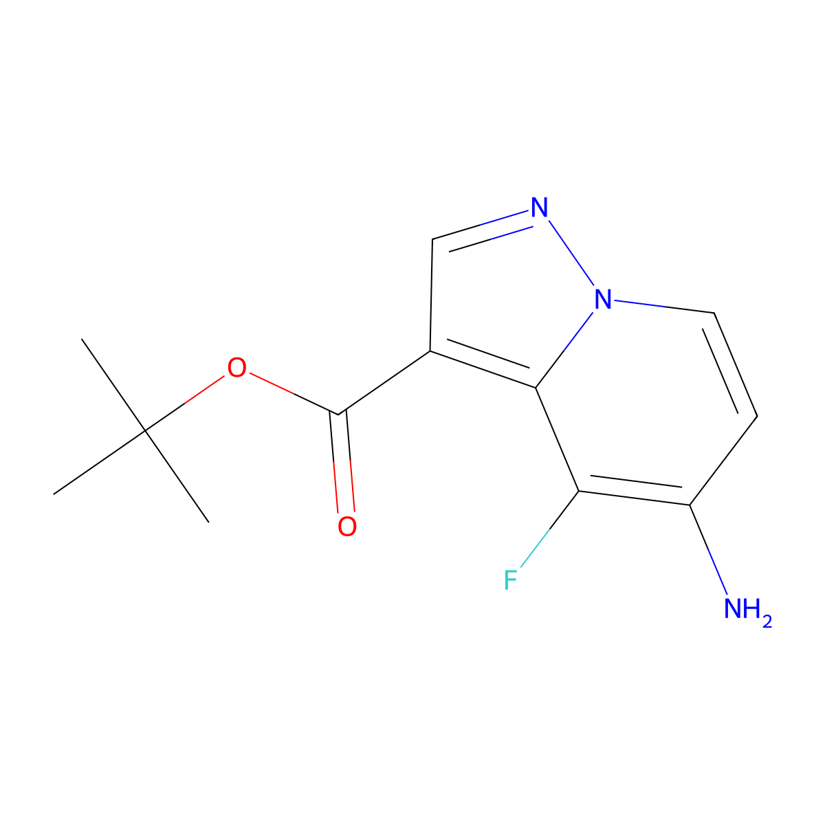 Tert-butyl 5-amino-4-fluoropyrazolo[1,5-a]pyridine-3-carboxylate molecular structure, CAS 2639453-77-1