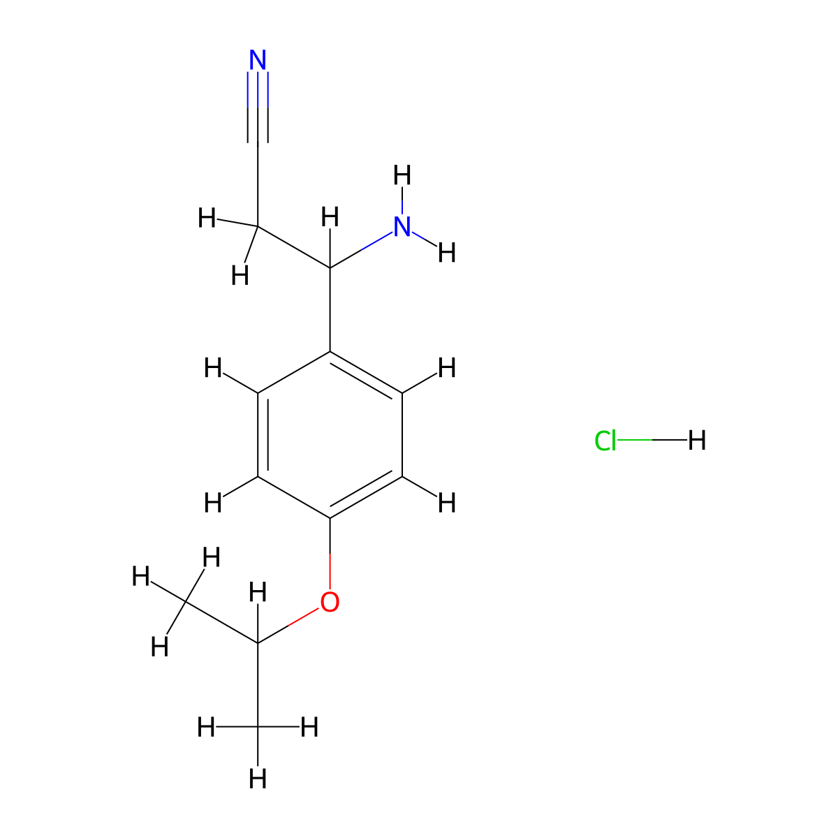 3-Amino-3-[4-(propan-2-yloxy)phenyl]propanenitrile hydrochloride molecular structure, CAS 2639453-82-8